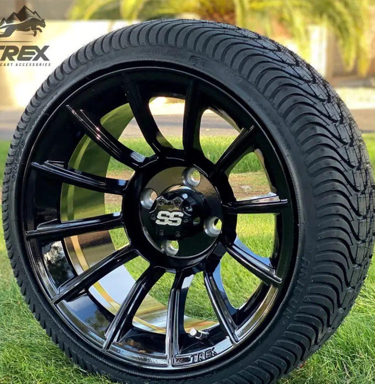 14″ TITAN GLOSS BLACK ALUMINUM WHEELS AND 205/30-14 LOW PROFILE DOT TIRES COMBO – SET OF 4