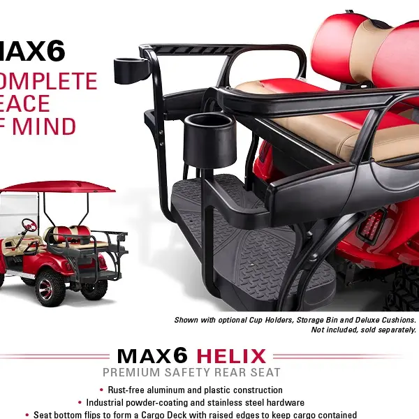 Golf Cart Rear Flip Seat Kit Max6 Helix with Upgraded Cushions For Sale